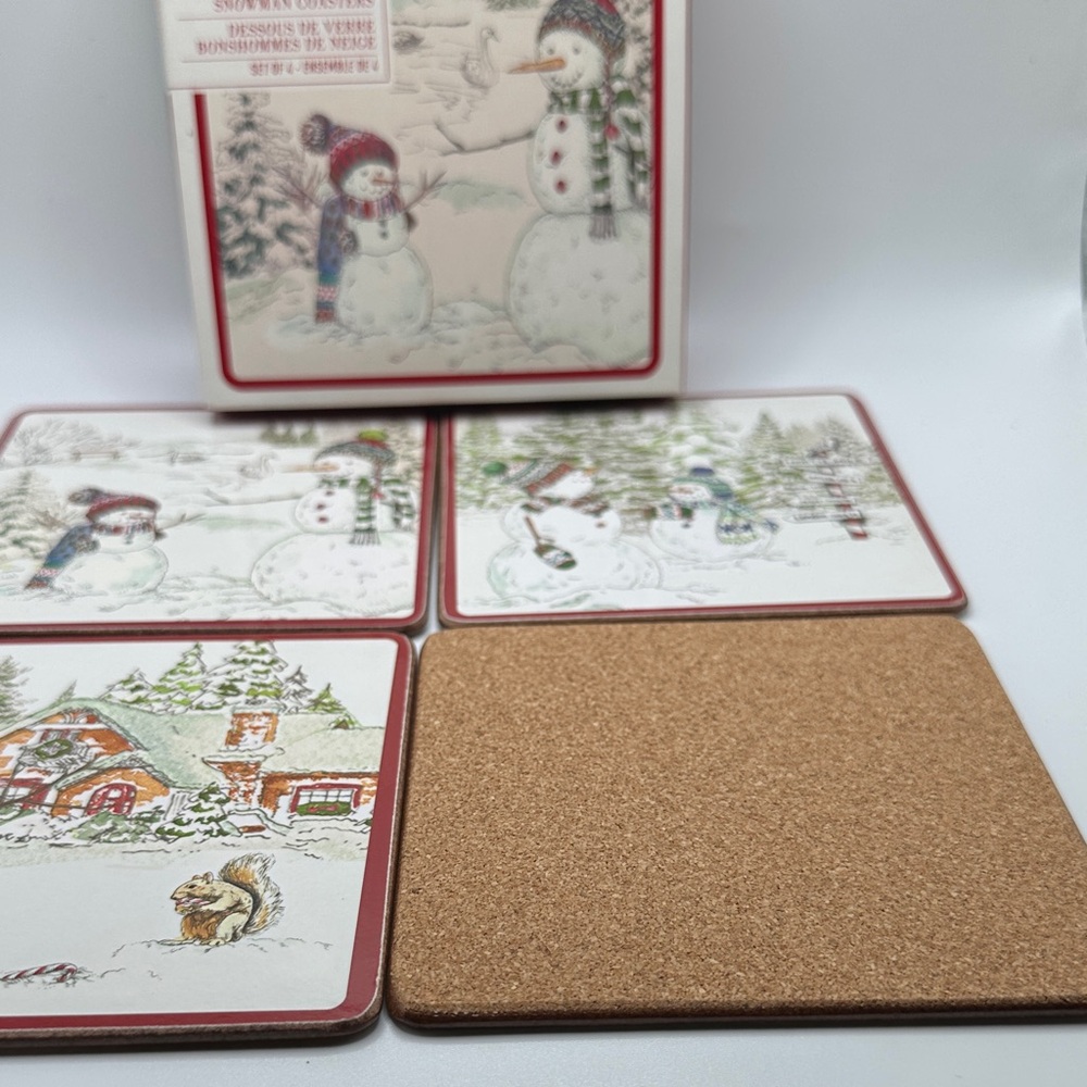 Williams Sonoma Festive Snowman Coasters Set - Picture 5 of 6